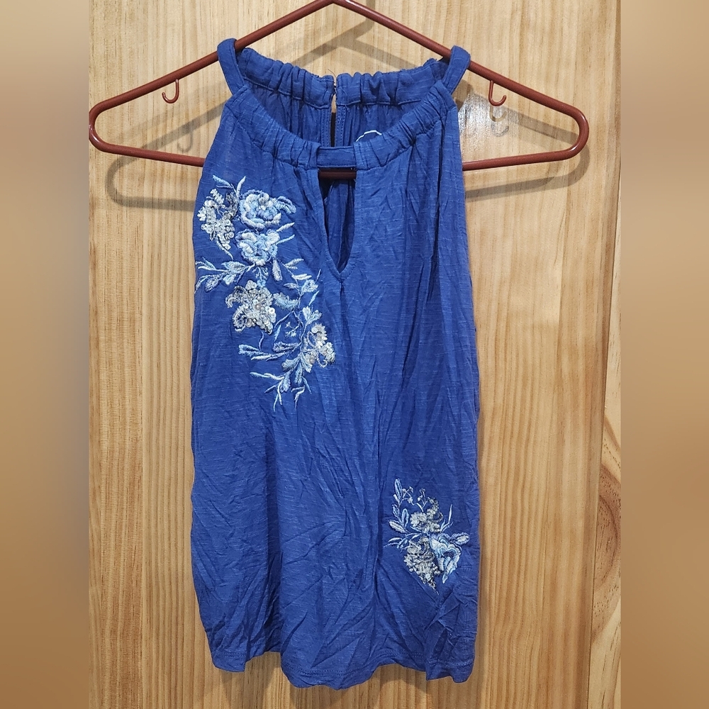 INC International Concepts, sleeveless top; Embroidery with flowers